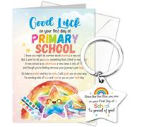 HOWAF First Day at Primary School Card, First Day at School Card Good Luck Cards & Keyring, Primary School Gifts for Boys Girls