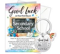 HOWAF First Day at Secondary School Card, First Day at School Card Good Luck Cards & Keyring, Secondary School Gifts for Boys Girls