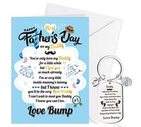 HOWAF First Fathers Day Card, 1st Father's Day Card for Daddy & Dad Keyring, Gifts for First Fathers Day from Bump for Dad Daddy