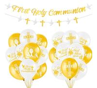 HOWAF First Holy Communion Decorations, First Holy Communion Banner Balloons for Christening Confirmation Decorations