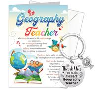 HOWAF Geography Teacher Gifts, Geography Teachers Card, Thank You Teacher Card & Keyring, Thank You Teachers Gifts, Leaving Gift, Appreciation Gift