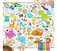 HOWAF Giant Colouring Poster for Kids Boys, Dinosaur Colouring Poster Space Monster Coloring Book Drawing Paper Wall Doodle Art, Party Games & 12 Pens, Birthday Gifts for Kids Boys