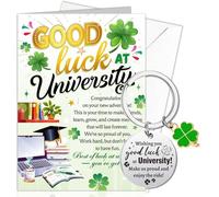 HOWAF Good Luck at University Card, Good Luck at Uni Going to University Card Starting Uni Cards with Envelope & Keyring, Going to Uni Gifts for Daughter Son Grandson Granddaughter Nephew Niece