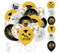 HOWAF Graduation Party Latex Balloons, 30pcs Black Gold Silver Graduation Balloons Class of 2024 Balloons for School Leavers Party Decorations 2024 Prom Graduation Decoration 2024