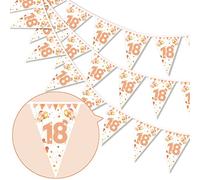 HOWAF Happy 18th Birthday Banner Bunting Flag Triangle Banner Rose Gold Glitter 18th Birthday Decoration for Girls, 18 Anniversary Party Decoration Supplies, 7.4 x 10.8 Inch