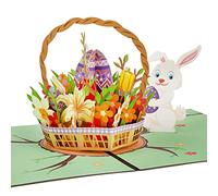 HOWAF Happy Easter Card Pop Up, Egg Bunny Rabbit 3D Pop Up Card with Envelope, Easter Gifts for Kids Children Family Friends