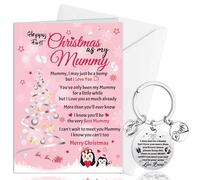HOWAF Happy First Christmas Card as My Mummy Card, Baby's First Christmas Card from Bump & Keyring, Xmas Gifts for Mummy Mum