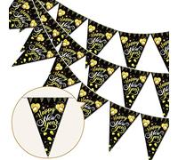 HOWAF Happy New Year Banner, Black Gold 2025 Happy New Year Pennant Bunting Triangle Flag Banner for Happy New Year Decorations 2025 New Years Eve Party Supplies, 7.5 x 10.8 Inch