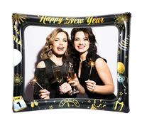 HOWAF Happy New Year Photo Frame Inflatable Selfie Frame, New Years Eve Decorations 2026 Party Props Photo Booth Props for NYE Party Decorations 2026, Black Gold