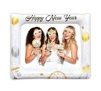 HOWAF Happy New Year Photo Frame Inflatable Selfie Frame, New Years Eve Decorations 2027 Party Props Photo Booth Props for NYE Party Decorations 2027, White Gold