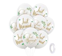 HOWAF Just Married Decorations, 20pcs White Just Married Balloons Wedding Balloons for Honeymoon Car Wedding Decorations for Reception, House