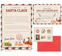 HOWAF Letter from Santa Letter Kit, Santa Nice List Certificate santa Good List Certificate Father Christmas letter Writing Kit with Envelope Christmas Stickers Xmas Cards for Magical Holiday Memories