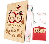 HOWAF Mrs and Mrs Wedding Card, Wooden Congratulations Card Anniversary Cards, Engagement Cards for Mrs and Mrs Wedding Gifts, Lesbian Couple Bridal Shower, Engagement Gifts