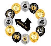 HOWAF New Years Eve Decorations 2026 Balloons, 1-12 Numbers Happy New Year Countdown Balloons with Confetti Inside, Wall Clock Countdown Games for NYE Party Decorations 2026, Black Gold