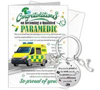 HOWAF Paramedic Graduation Card, Congratulations Card & Keyring for Qualified Paramedic Gifts, Graduation Gifts