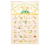 HOWAF Ramadan Advent Calendar, Ramadan Mubarak Reusable Fabric Advent Calendar 30 Pockets Ramadan Calendar Ramadan Countdown Hanging Calendar, Eid Ramadan Decorations for Home, White Gold, 10X10CM