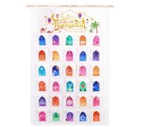 HOWAF Ramadan Advent Calendar, Ramadan Reusable Fabric Countdown Calendar 30 Pockets: 12X12CM for Hanging Eid Ramadan Decorations for Home, Set D