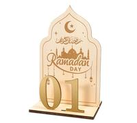 HOWAF Ramadan Advent Calendar Wooden Countdown Calendars Ornaments with 30 Days Til Eid, Reusable Ramadan Decorations for Home, Islamic Eid Decorations for Kids & Family, Moon & Mosque Design