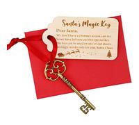 HOWAF Santa Key Christmas Santas Magic Key, Santa's Magic Key with Wooden Tag Christmas Eve Tradition No Chimney Vintage Santa Keys Xmas Santas Key Christmas Eve Box Fillers for Kids