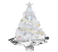 HOWAF Small White Christmas Tree, 2ft/60cm Mini Artificial Tabletop Christmas Tree Desk Small Xmas Tree 65 Tips with Tree Star Baubles Snowflake Ornaments for DIY Table Top Christmas Decorations