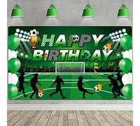HOWAF Soccer Birthday Party Decoration Football Field Backdrop Soccer Birthday Banner Background Football Happy Birthday Banner Sports Theme Photo Booth for Boy Girl Kids Football Birthday Party Decor