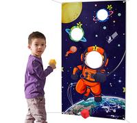 Howaf Solar System Toss Game Set With 3 Large Bean Bags - Astronaut Outer Space Theme for Kids - Indoor Outdoor Throwing Activity for Birthday, Carnival Party Favor and Decoration Supplies