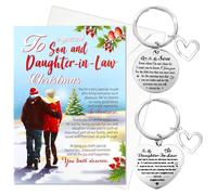 HOWAF Son and Daughter in Law Christmas Card, Xmas Card Son & Daughter in Law Gifts & Keyring, Gifts for Christmas