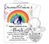 HOWAF Sympathy Card Loss of Pet Cat, Pet Bereavement Cards with Memorial Keyring for Loss of Cat Memorial Gifts, Remembrance Bereavement Gifts