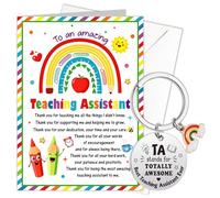 HOWAF Teaching Assistant Gift, Teaching Assistant Card, Teacher Assistant Card & TA Keyring, Gifts for Teacher Assistants, Thank You Teacher Gifts for Women Men