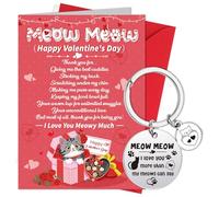 HOWAF Valentines Card from Cat, Valentine Card from The Cat, Valentine's Day Card Cat Valentines Card with Cat Dad Mum Keyring, Valentines Gifts from The Cat to Mum Dad & All Owners