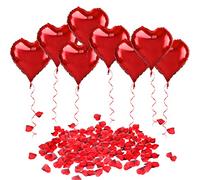 HOWAF Valentines Day Decorations Kit, 20pcs Red Heart Balloons Valentine Balloons Love Heart Balloons, 1000 Rose Petals for Valentines Decorations Wedding Engagement Party Romantic Decoration