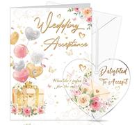 HOWAF Wedding Acceptance Card, Delighted To Accept Wedding Card, RSVP Cards Wedding Acceptance, Wedding Cards with Acrylic Hanging Wedding Acceptance Keepsake for Wedding Invitationsd