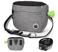 Howala Dog Treat Pouch Bag Dog Walking Bag for Training Waterproof Dog Treat Bag Adjustable and Removable Waist Belt Shoulder Strap 3 Ways to Wear Treat Pouch for Dog Training Travel Outdoor, Grey