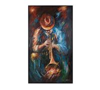 Howard Elliott Collection As The Trumpet Blows Wall Art, Hand Painted Jazz Canvas with Black Frame, Colorful Music Artwork for Living Room, Bedroom or Office Decor, 73.5H x 41.5W x 1.75D, Multi
