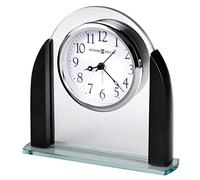 Howard Miller Aden Alarm Table Clock 645-822 - Glass Crystal, Black Satin Finished Wood Sides, Arabic Numerals, Modern Home Décor, Quartz Alarm Movement