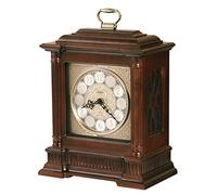Howard Miller Akron Mantel Clock 635-125 - Windsor Cherry Finish, Nickel-Finished Decorative Dial, Antique Home Decor, Volume Control, Quartz, Dual-Chime Movement