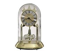 Howard Miller Christina Gold Anniversary Table Clock 645-690 - Polished Brass Finish, 9 Inch Dome, Pendulum Includes 4 Revolving Crystals, Quartz Movement