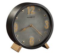Howard Miller Elmer Mantel Clock, Black Finish Metal Material Classic Round Design Golden Levelers, Large Analog Display Golden Arabic Numerals Battery Operated Quartz Movement Best for Home