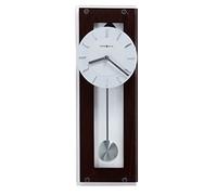 Howard Miller Emmett Contemporary Wall Clock 625-514 - Black Coffee Finish, Satin Silver-Finished Pendulum, Thick Plate Glass Cover, Chrome Accents, Quartz Movement