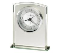 Howard Miller Glamour Table Clock 645-771 - Modern Frosted Glass Clock with Curved Top, Mirrored Beveled Edges, Mirrored Glass Base, Alarm/Quartz Movement