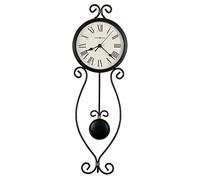 Howard Miller Ivana Wall Clock 625-495 - Wrought-Iron, Antique Black Finish with Gold Highlights, Black Pendulum Bob, Antique Black Bezel, Quartz Movement