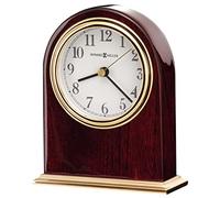 Howard Miller Monroe Table Clock 645-446 - Modern Home Decor, Arch Shaped Clock, High-Gloss Rosewood Hall Finish with Brass Finished Metal Base, Quartz Movement