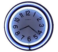 Howard Miller Studio Neon Wall Clock 625-752 - Metal Timepiece, Soft Glow with Inner White Ring & Blue Outer Ring, Included UL Listed Adapter, Modern Home Decor, Quartz Movement