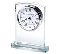 Howard Miller Talbot Table Clock 645-824 - Starphire Glass, Black Roman Numerals, Polished Silver-Tone Bezel, Modern Home Décor, Quartz Alarm Movement