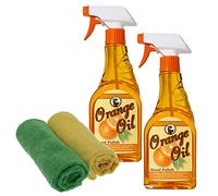 Howard Orange Oil Furniture Spray Polish ORS016 473ml x 2 and 2 Microfibre Cloths