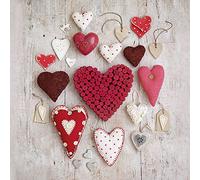 Howard Shooter "Red and White Hearts Canvas Print, Multi-Colour, 40 x 40 cm