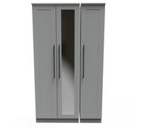 Welcome Furniture Ready Assembled Finsbury Tall Triple Mirrored Wardrobe - Dust Grey