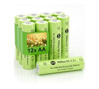 Howardly 1.2v AA Ni-MH Rechargeable Battery, Double A 900mAh 1.2V Rechargeable Battery Pre-Charged, High Capacity for Outdoor Solar Lights, Lawn Lamps, String Light (AA-900mAh-12pack