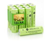 Howardly Ni-MH AA 1.2v 900mAh Rechargeable Batteries, Double A 900mAh 1.2V Rechargeable Battery Pre-Charged, High Capacity for Outdoor Solar Lights, Lawn Lamps, Step Light (AA-900mAh-12pack）