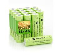 Howardly Ni-MH AA 1.2v 900mAh Rechargeable Batteries, Double A 900mAh 1.2V Rechargeable Battery Pre-Charged, High Capacity for Outdoor Solar Lights, Lawn Lamps, String Light (AA-900mAh-16pack